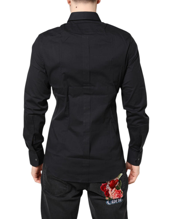 Dolce & Gabbana Black GOLD Cotton Long Sleeves Dress Shirt