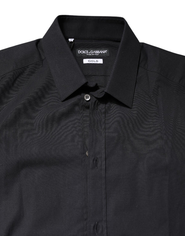 Dolce & Gabbana Black GOLD Cotton Long Sleeves Dress Shirt