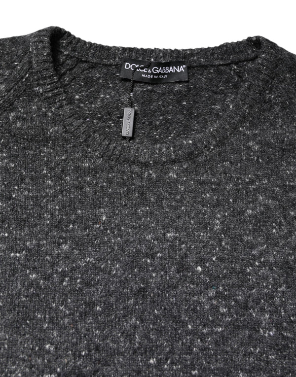Dolce & Gabbana Gray Wool Knitted Round Neck Pullover Sweater
