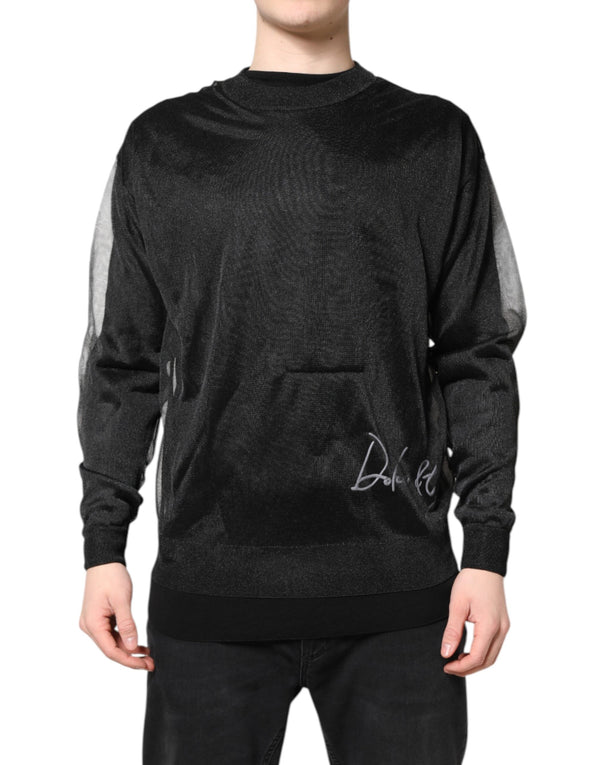 Dolce & Gabbana Black Logo Knitted Crewneck Pullover Sweater