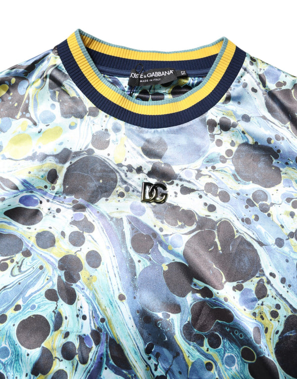 Dolce & Gabbana Multicolor Marble Print Men Pullover Sweater