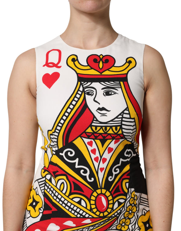 Dolce & Gabbana White Queen Of Hearts Sleeveless Maxi Dress