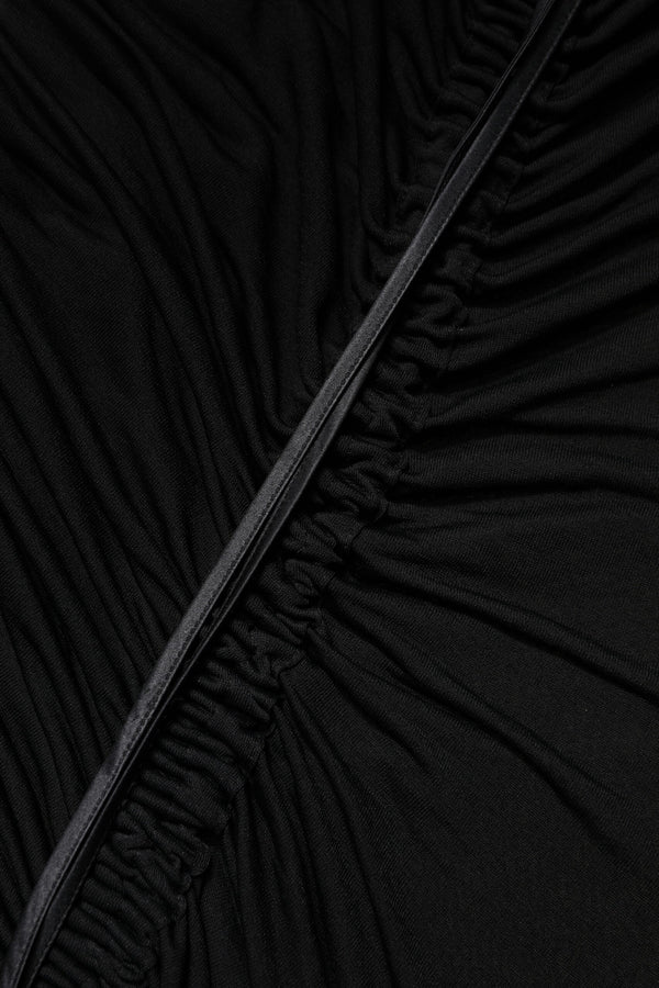 Dolce & Gabbana Black Mesh Trim Bodycon Long Sheath Dress