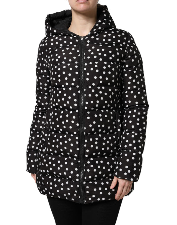 Dolce & Gabbana Black Puffer Hooded Zip Reversible Jacket