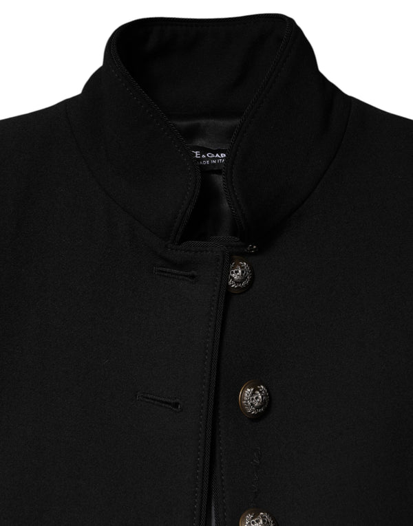Dolce & Gabbana Black Wool Single Breasted Trench Coat Jacket
