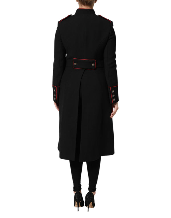 Dolce & Gabbana Black Wool Single Breasted Trench Coat Jacket