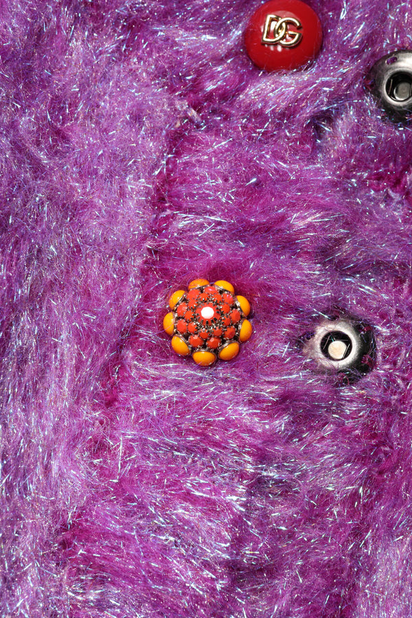 Dolce & Gabbana Purple Button Embellished Trench Coat Jacket