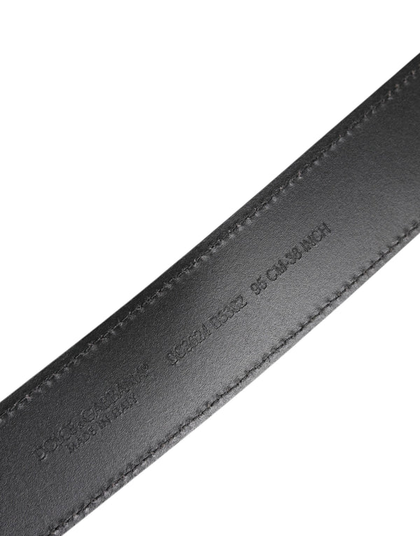 Dolce & Gabbana Black Classic Silver Metal Logo Buckle Belt