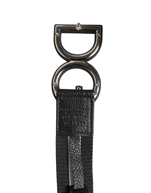 Dolce & Gabbana Black Polyester Logo Print DG Buckle Belt