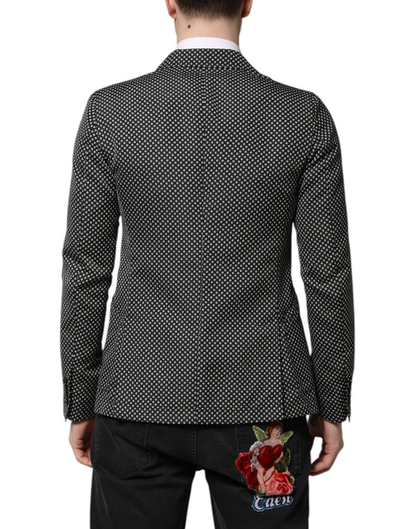 Dolce & Gabbana Black White Patterned Men Suit Coat Blazer
