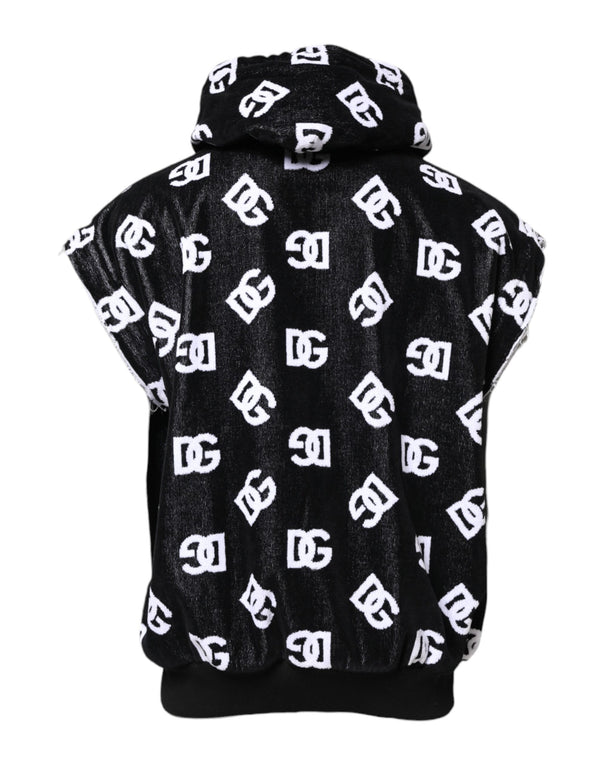 Dolce & Gabbana Black DG Cotton Hooded Sleeveless Sweater