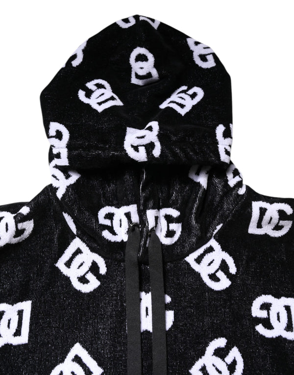 Dolce & Gabbana Black DG Cotton Hooded Sleeveless Sweater