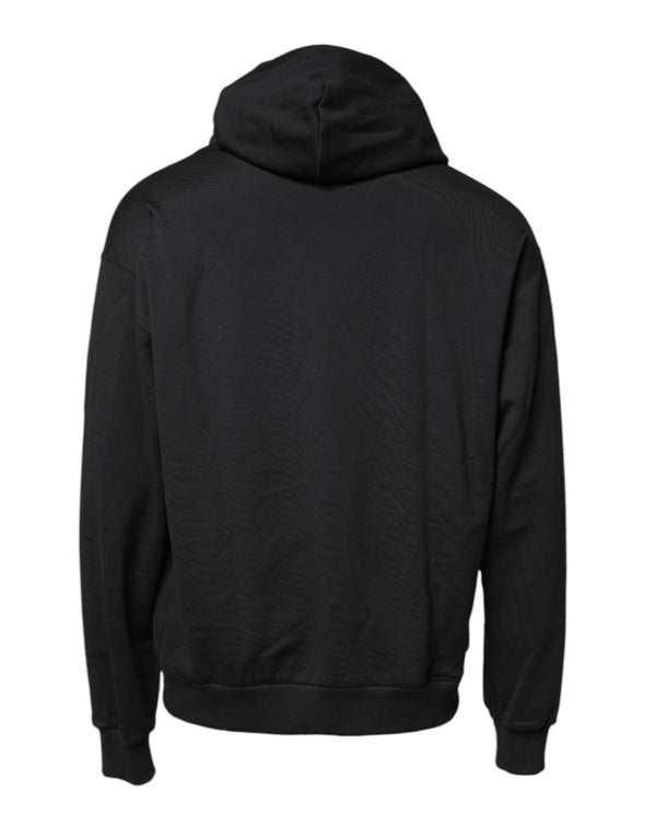 Dolce & Gabbana Black Embroidery Hooded Sweatshirt Sweater