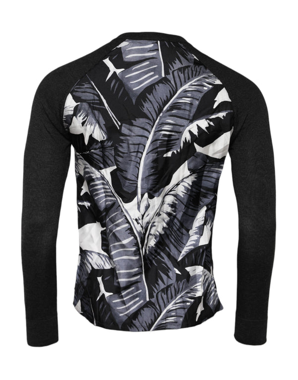 Dolce & Gabbana Black Printed Knitted Men Pullover Sweater