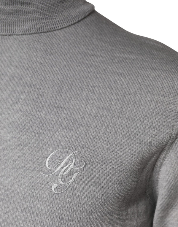 Dolce & Gabbana Gray Wool Knitted Men Pullover Sweater