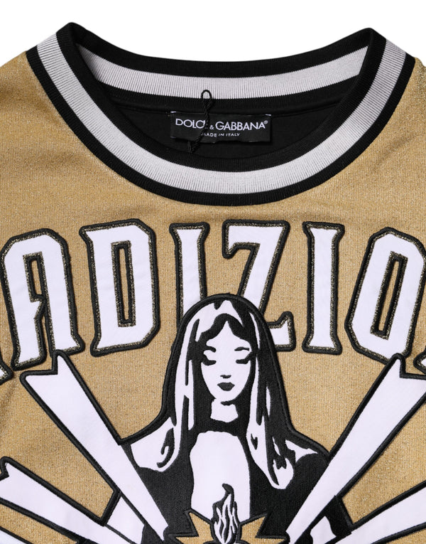 Dolce & Gabbana Multicolor Cotton Crew Neck Pullover Sweater