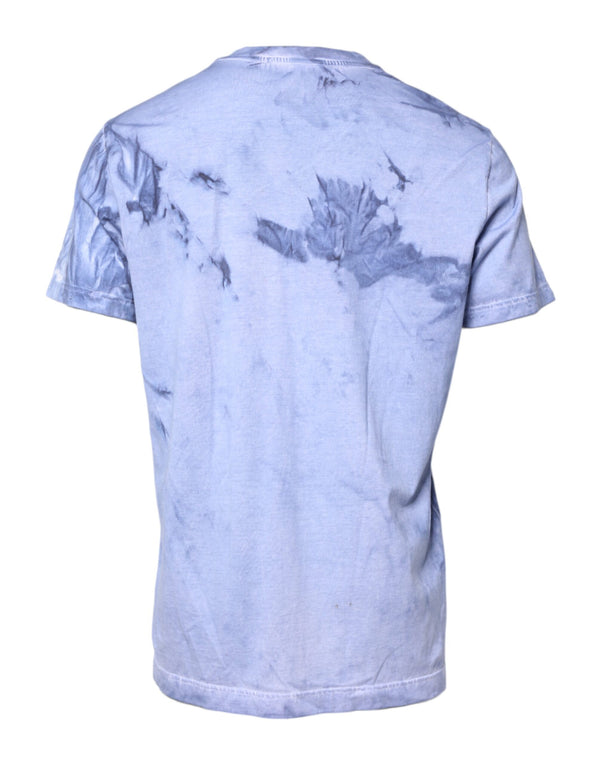 Dolce & Gabbana Blue Cotton Logo Print Crew Neck T-shirt