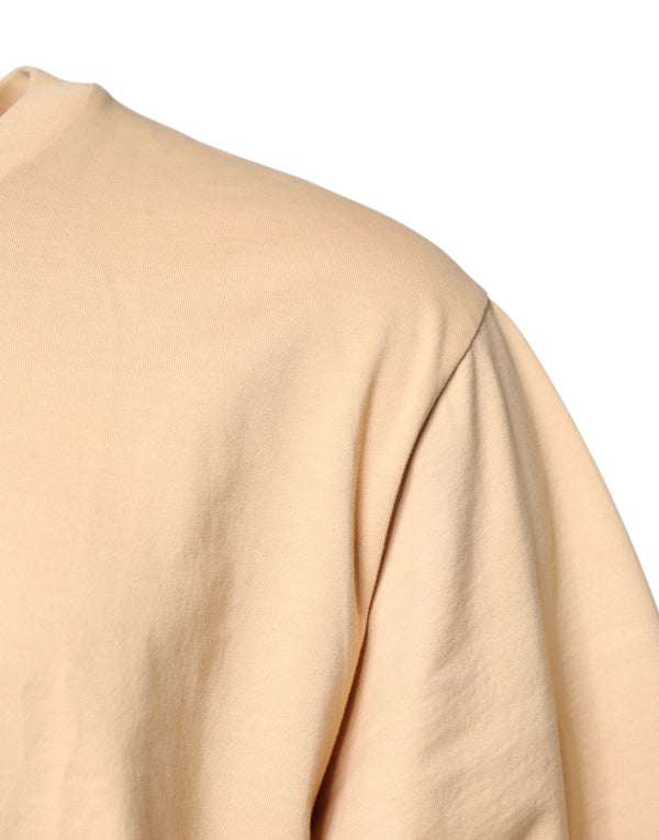 Dolce & Gabbana Beige Cotton Logo Print Crew Neck T-shirt