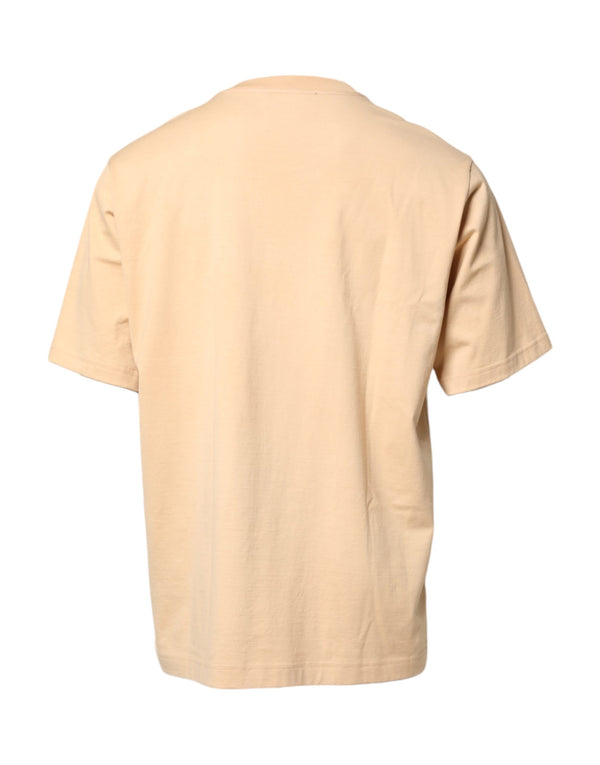 Dolce & Gabbana Beige Cotton Logo Print Crew Neck T-shirt