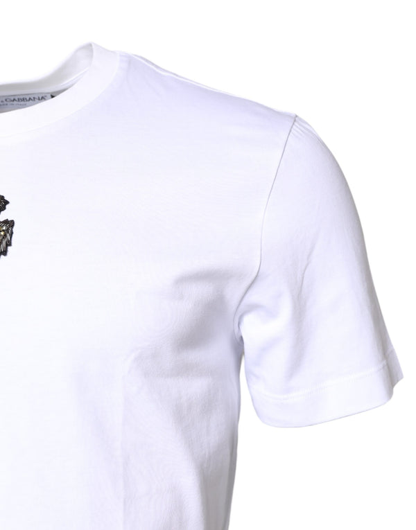 Dolce & Gabbana White Cotton DG Embroidery Crew Neck T-shirt