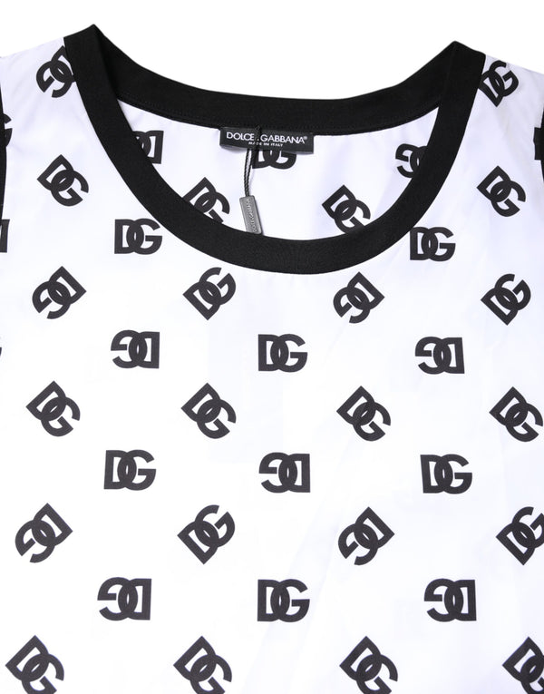 Dolce & Gabbana White Polyester Sleeveless DG Logo T-shirt