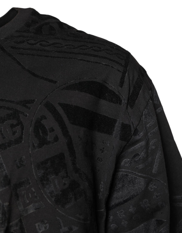 Dolce & Gabbana Black Cotton Bandana Logo Crew Neck T-shirt
