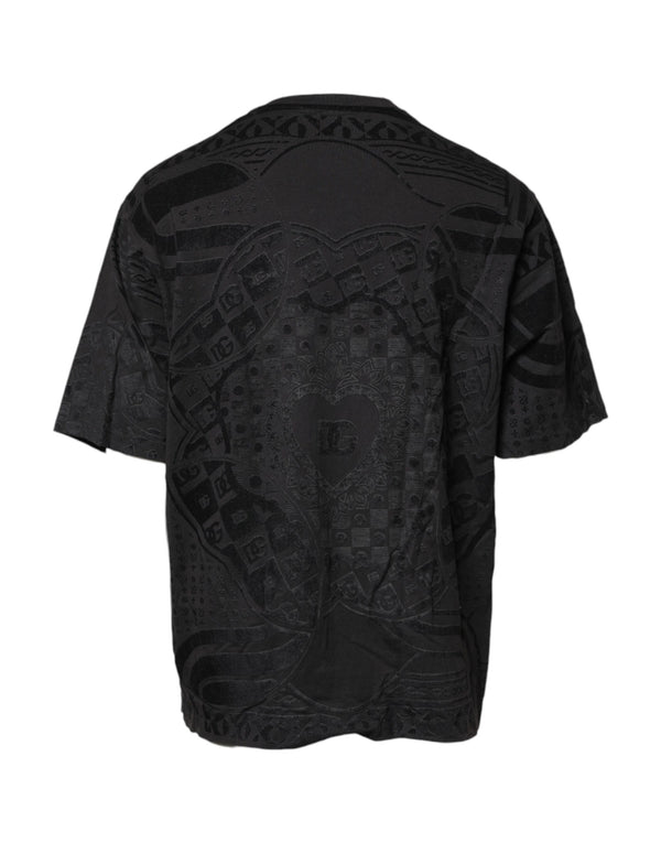 Dolce & Gabbana Black Cotton Bandana Logo Crew Neck T-shirt