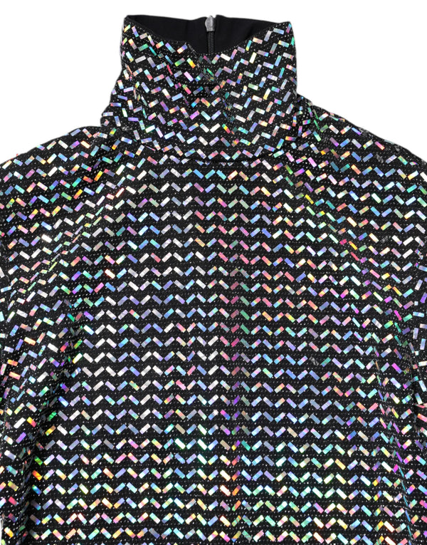 Dolce & Gabbana Black Embellished Nylon Bodycon Mini Dress