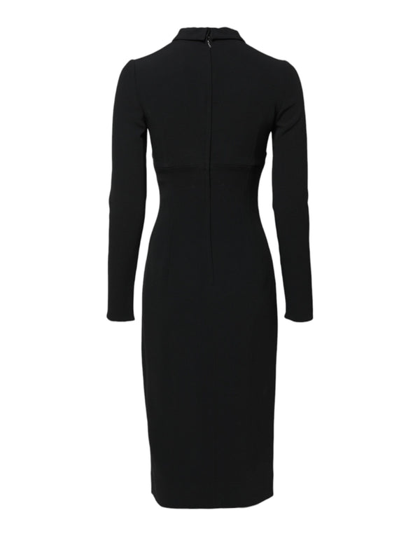 Dolce & Gabbana Black Long Sleeves Bodycon Sheath Midi Dress