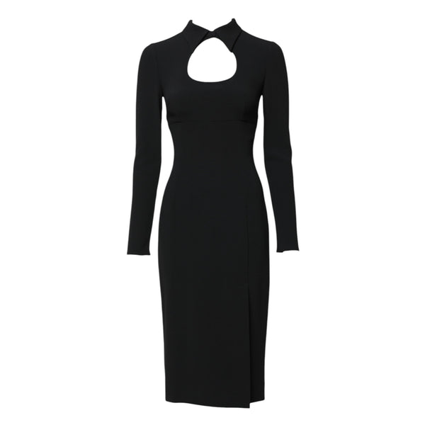 Dolce & Gabbana Black Long Sleeves Bodycon Sheath Midi Dress