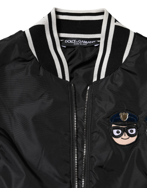 Dolce & Gabbana Black Nylon #DGFamily Full Zip Bomber Jacket