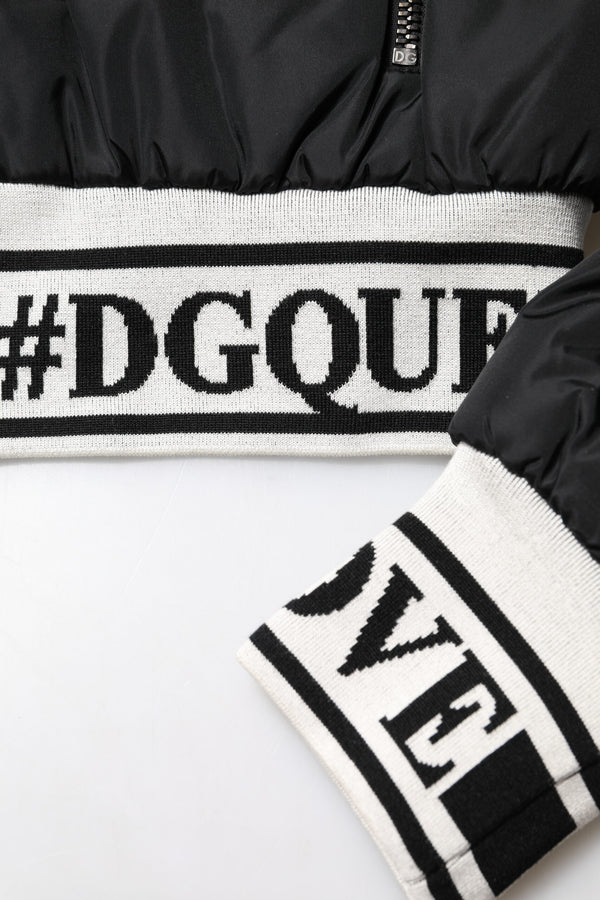 Dolce & Gabbana Black Nylon #DGFamily Full Zip Bomber Jacket