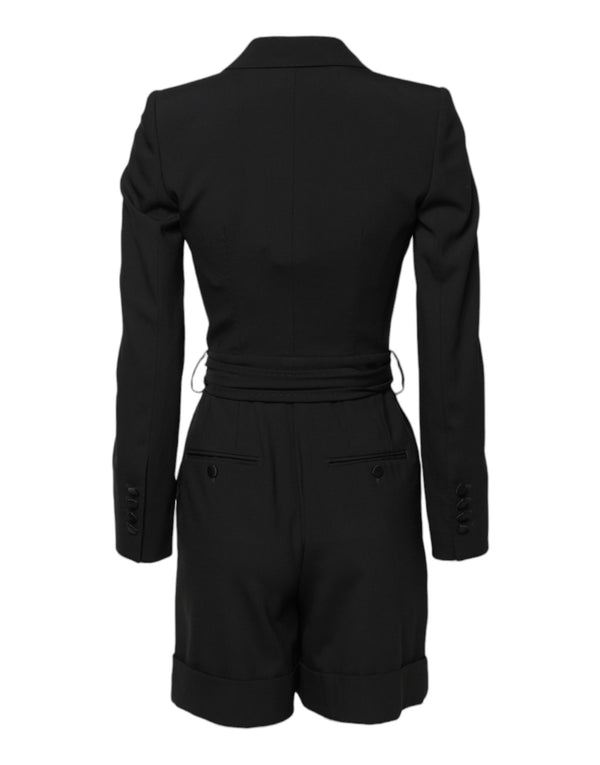 Dolce & Gabbana Black Wool Jumpsuit Dress Women Coat Jacket