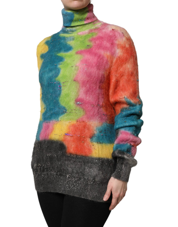 Dolce & Gabbana Multicolor Mohair Turtleneck Pullover Sweater