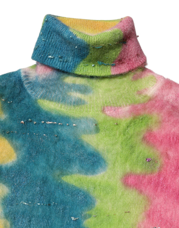 Dolce & Gabbana Multicolor Mohair Turtleneck Pullover Sweater