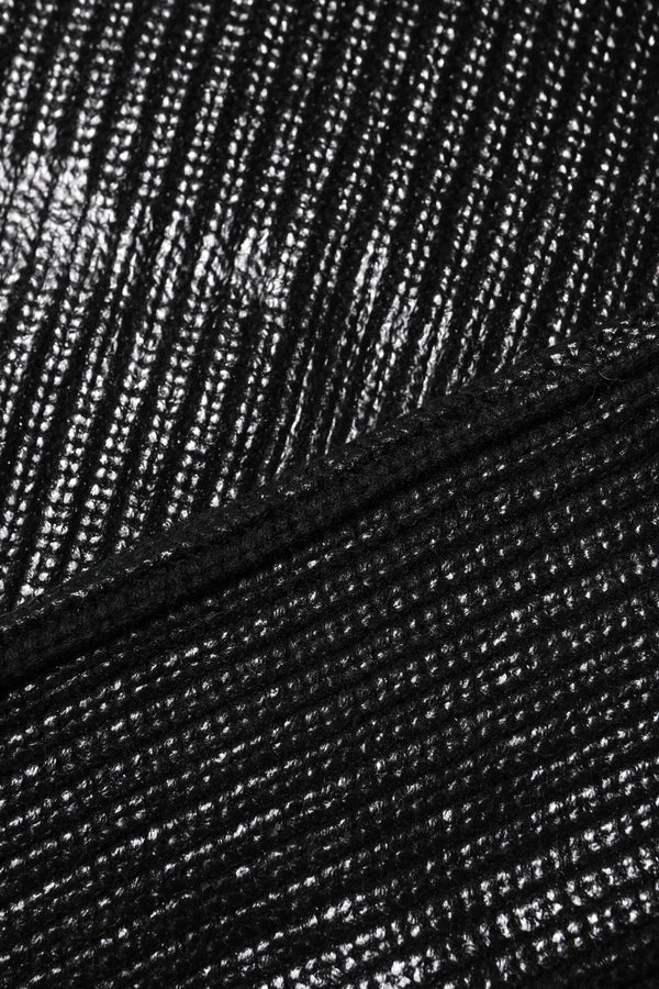 Dolce & Gabbana Black Wool Long Sleeve Turtleneck Cropped Top