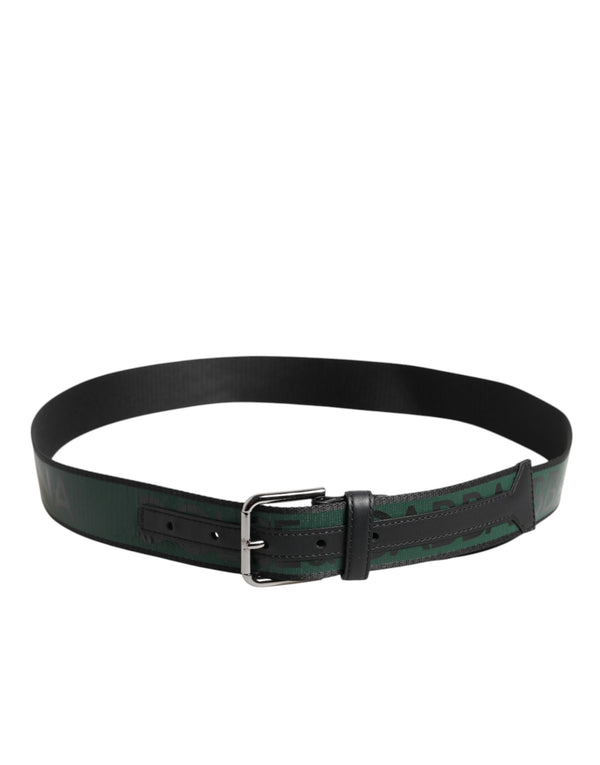 Dolce & Gabbana Green Black Polyester DG Logo Buckle Belt