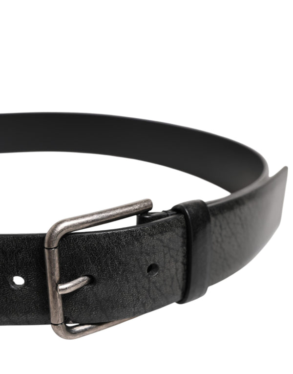 Dolce & Gabbana Black Classic Leather Metal Buckle Belt