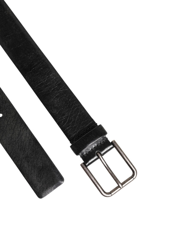 Dolce & Gabbana Black Classic Leather Metal Buckle Belt