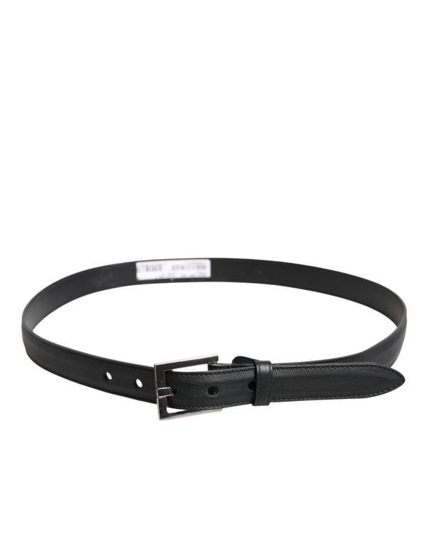 Dolce & Gabbana Black Classic Calfskin Leather Buckle Belt