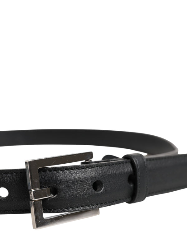 Dolce & Gabbana Black Classic Calfskin Leather Buckle Belt