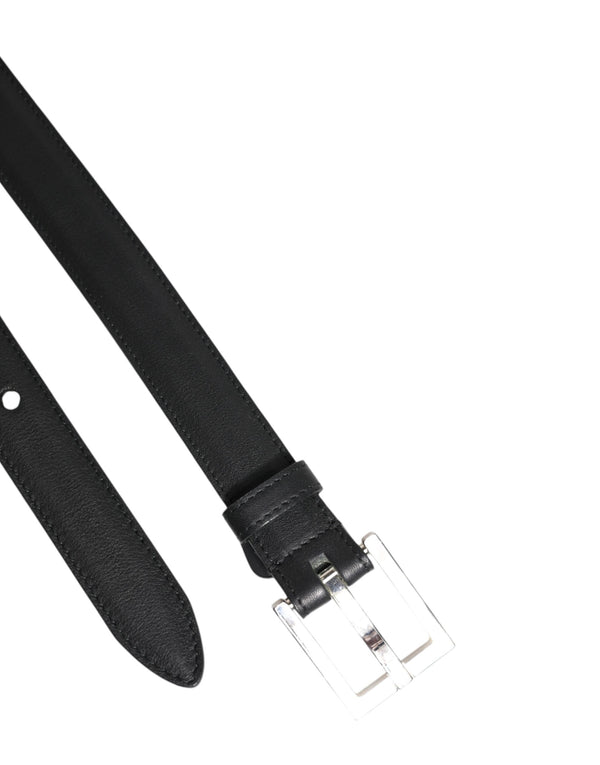 Dolce & Gabbana Black Classic Calfskin Leather Buckle Belt