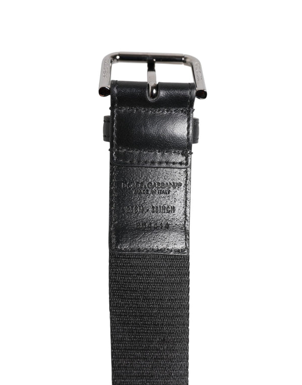 Dolce & Gabbana Black Blue DG Logo Silver Metal Buckle Belt