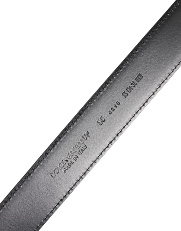 Dolce & Gabbana Black Classic Calf Leather Silver Buckle Belt