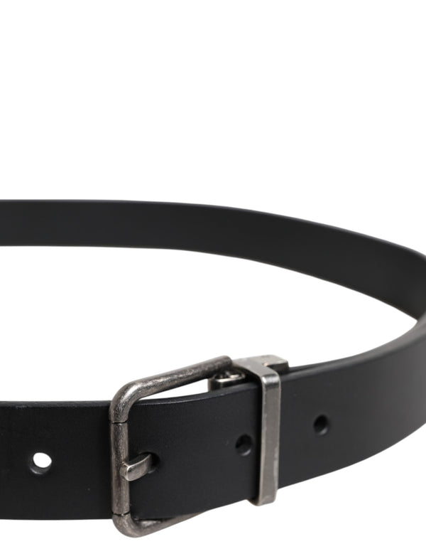 Dolce & Gabbana Black Classic Leather Metal Buckle Belt