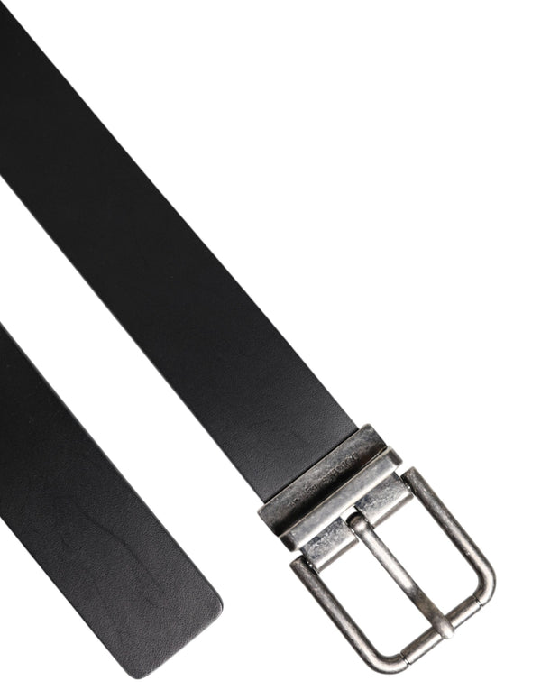 Dolce & Gabbana Black Classic Leather Metal Buckle Belt