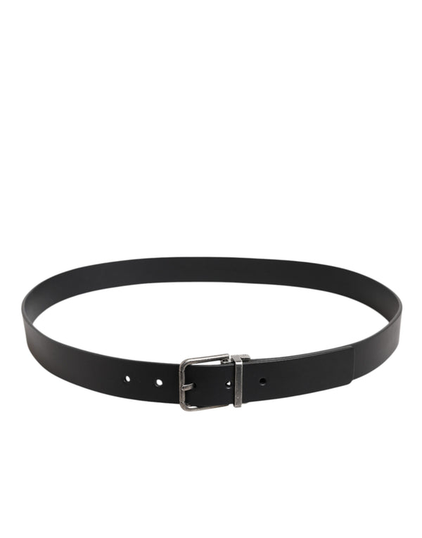 Dolce & Gabbana Black Classic Leather Metal Buckle Belt