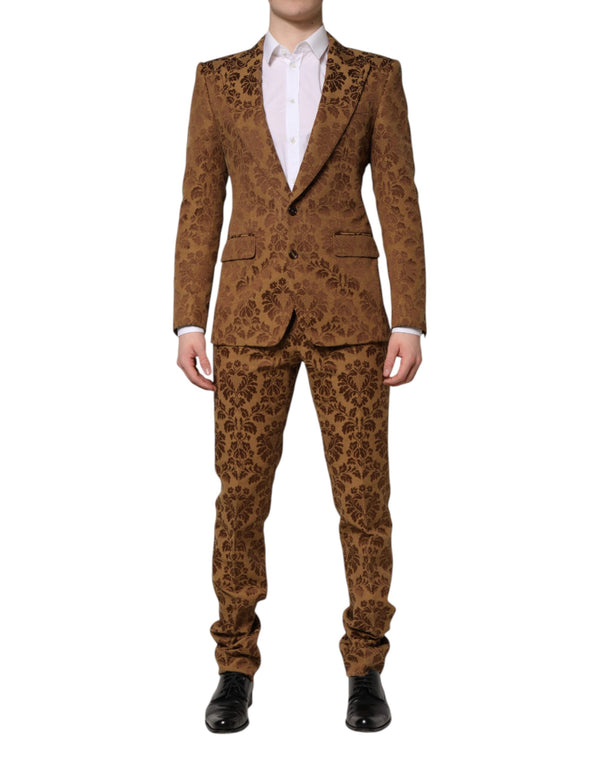 Dolce & Gabbana Brown Floral Jacquard SICILIA 2 Piece Suit