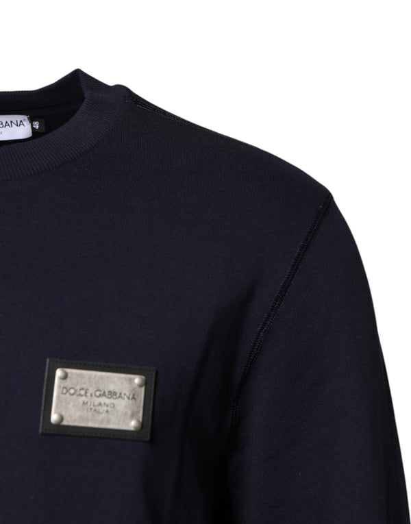 Dolce & Gabbana Dark Blue Logo Crew Neck Pullover Sweater