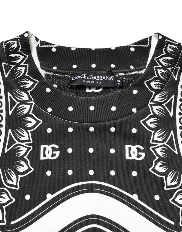 Dolce & Gabbana Black White Bandana Cotton Men Sweatshirt Sweater
